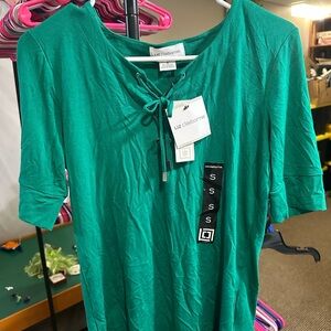 Liz Claiborne Teal Lace-Up Tunic Top